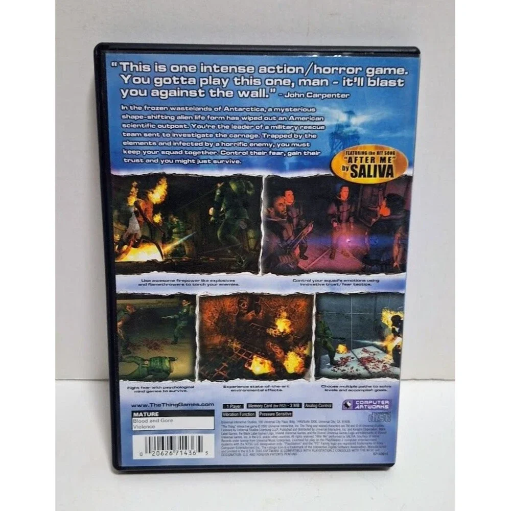 2002 SONY PLAYSTATON 2 PS2 KONAMI THE THING BLACK LABEL CIB COMPLETE IN BOX